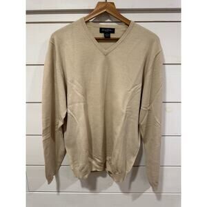Vintage Brooks Brothers Stretch Italian Merino Wool Tan Cozy Sweater Size XL
